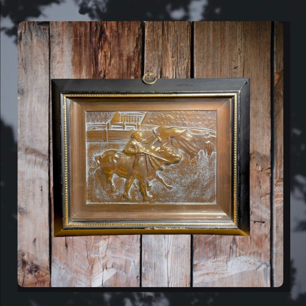 Vintage Embossed Wall Art Bullfighters Relief